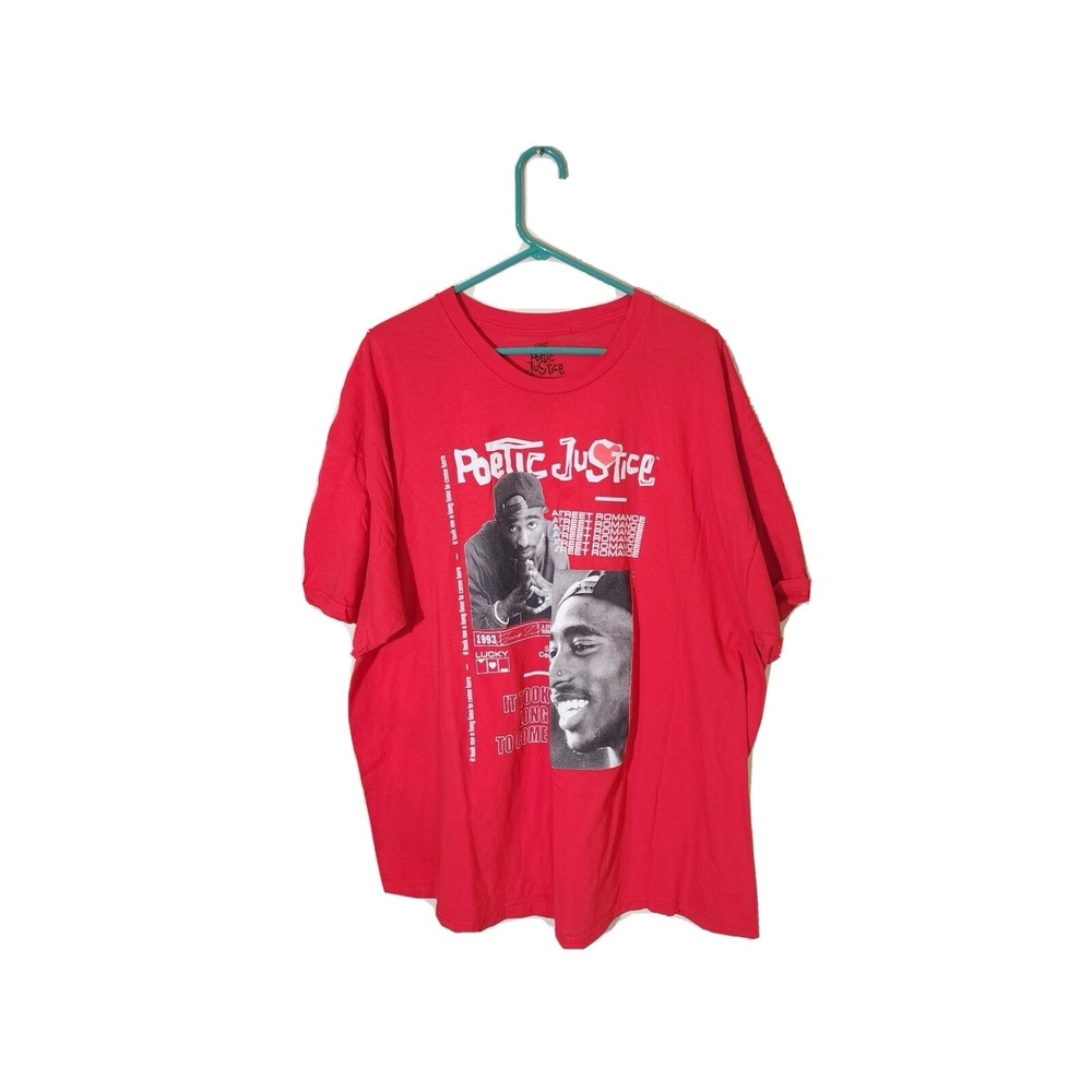 POETIC JUSTICE TUPAC  RED T SHIRT MENS 3XL.                               Bin 26